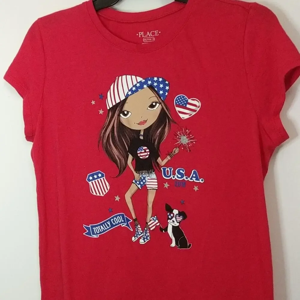NEW THE CHILDREN'S PLACE Patriotic USA Flag Tee 16